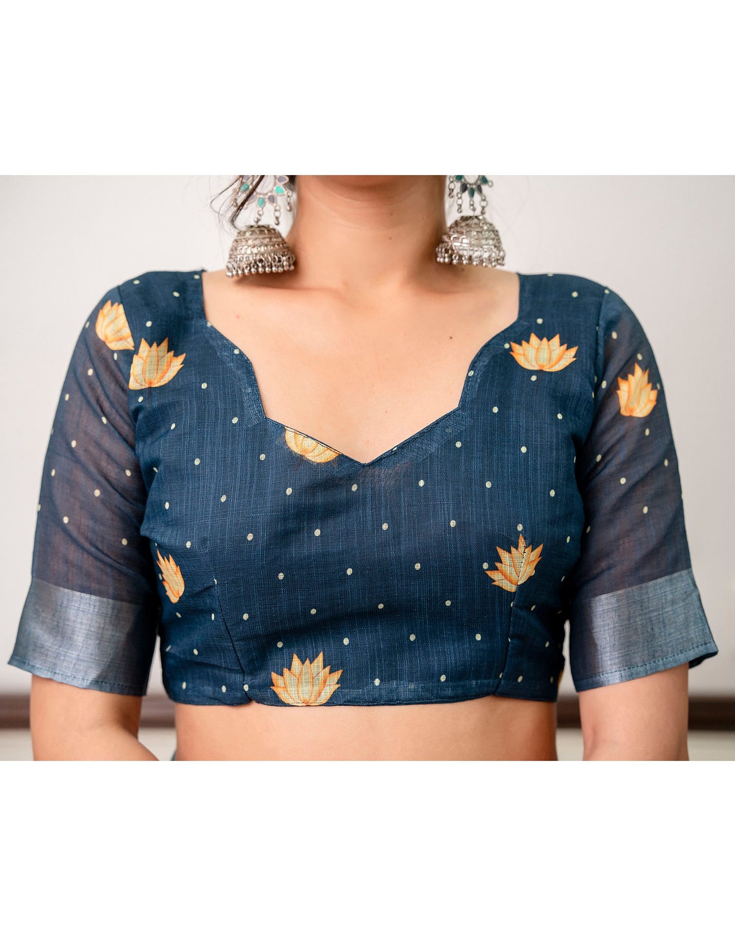 Sky Blue Linen Printed Saree 