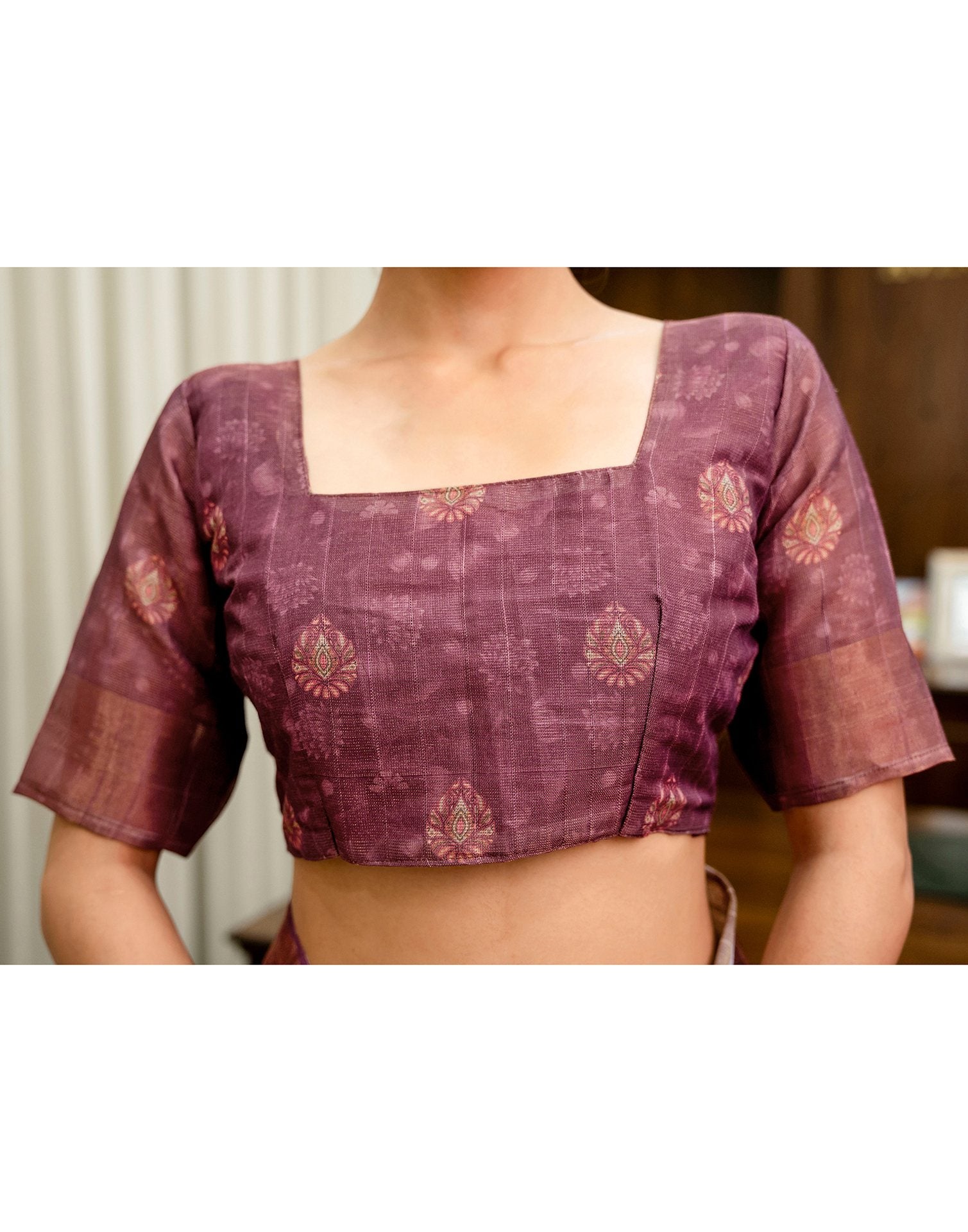Multicoloured Shimmer Silk Printed Kalamkari Saree 