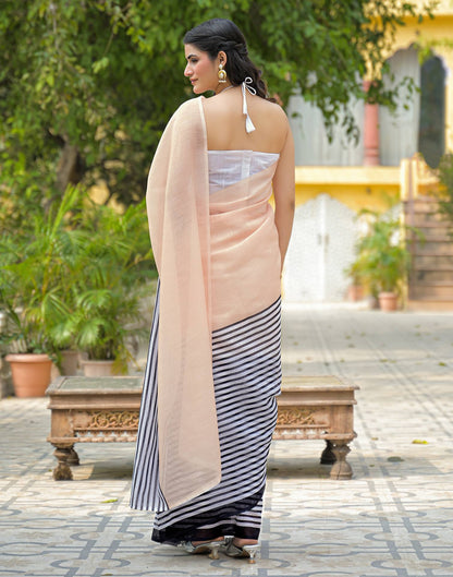 Peach Linen Printed Saree