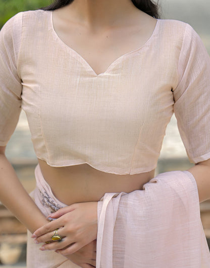 Beige Linen Printed Saree
