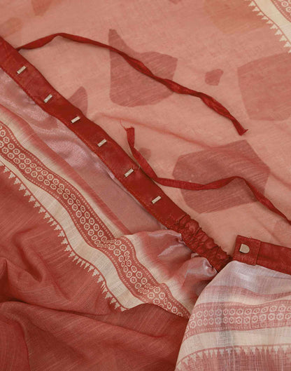 Ready To Wear Maroon Linen Printed Saree