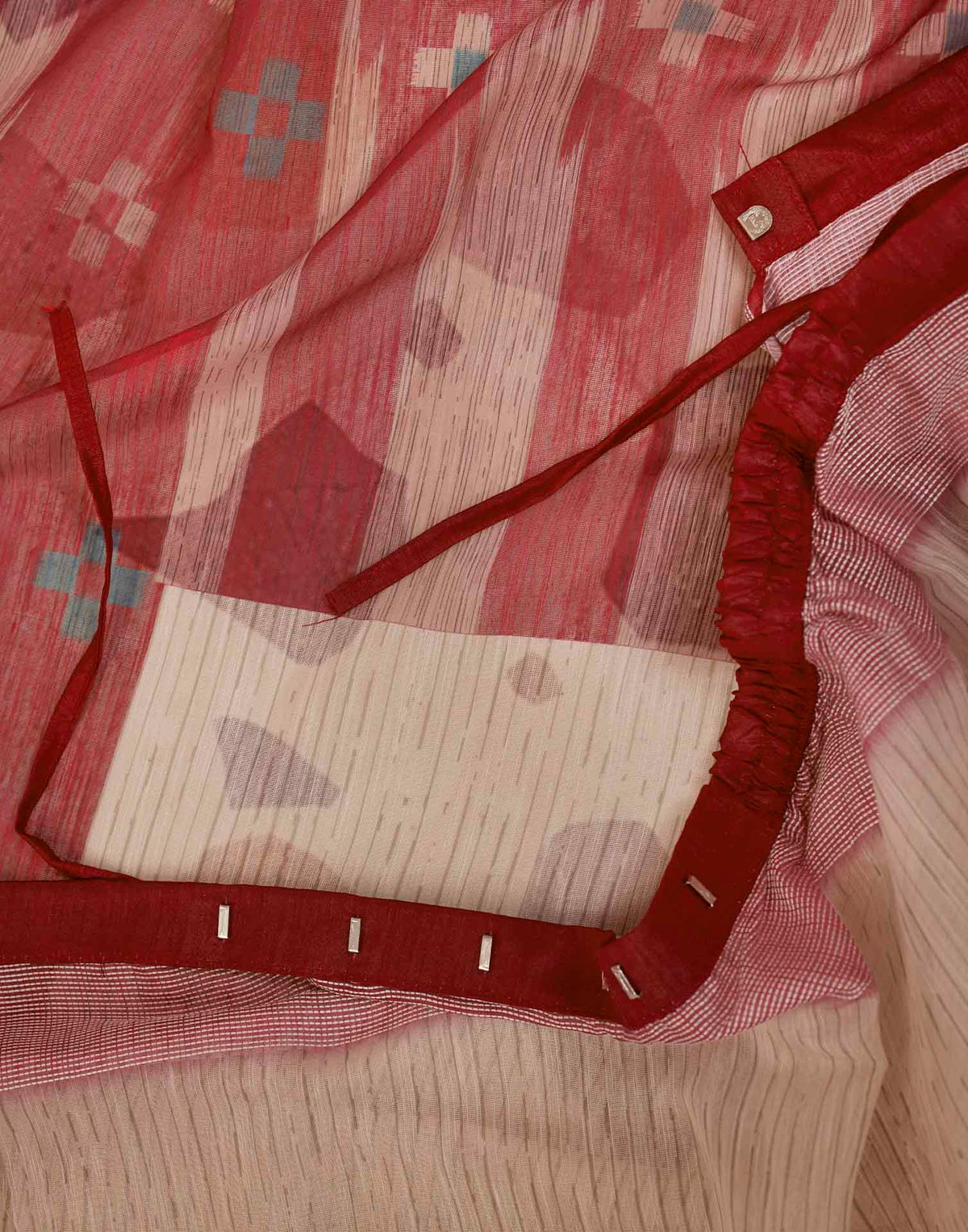 Ready To Wear Beige Linen Printed Saree