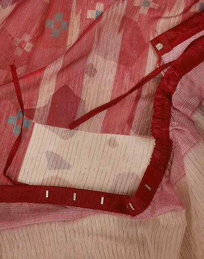 Ready To Wear Beige Linen Printed Saree