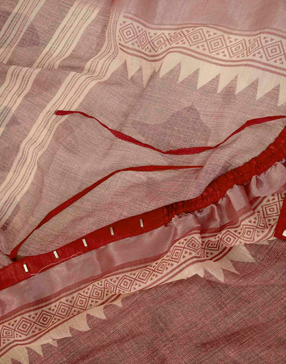 Ready To Wear Brown Linen Floral Printed Saree