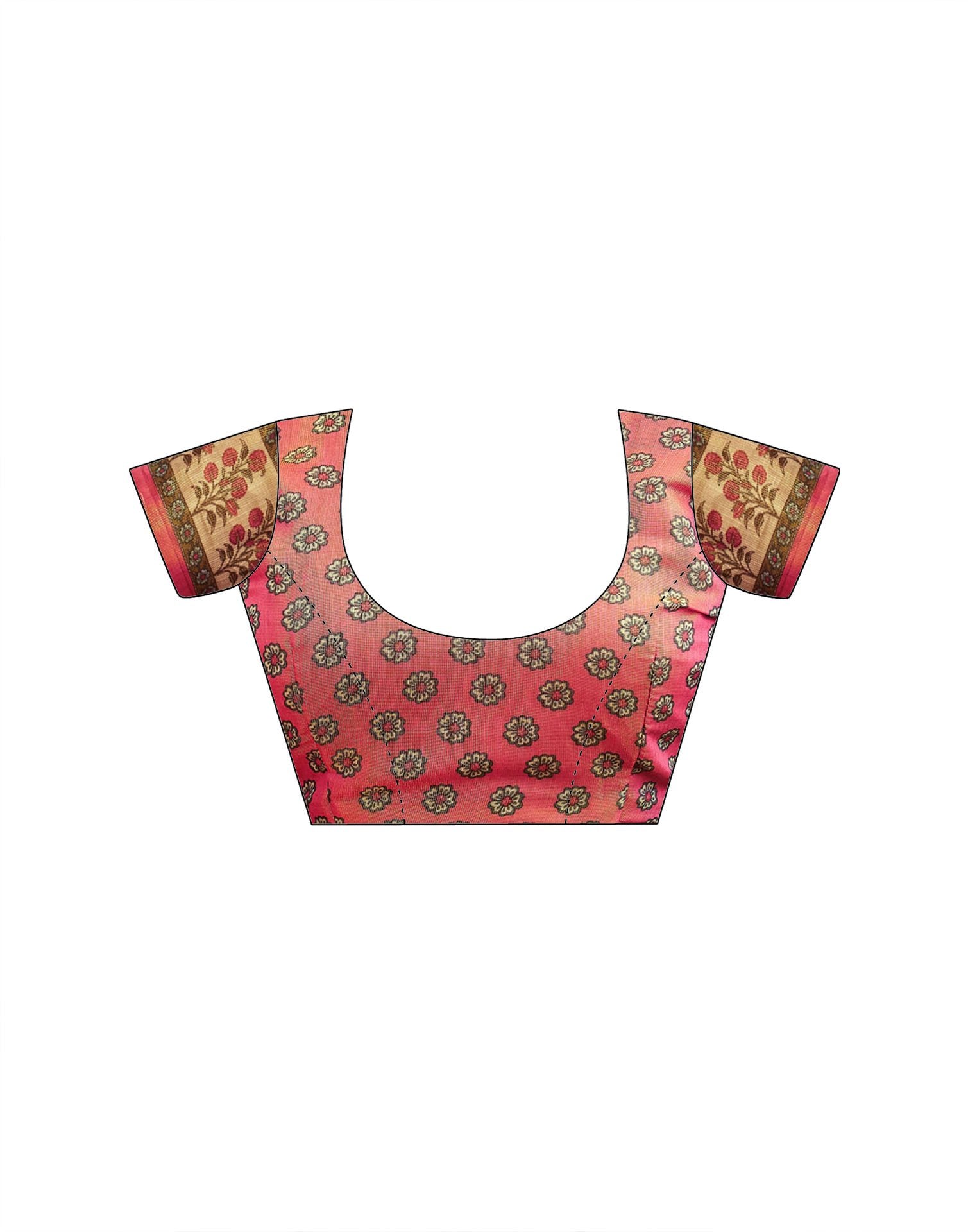 Dark Beige Shimmer Silk Printed Kalamkari Saree 