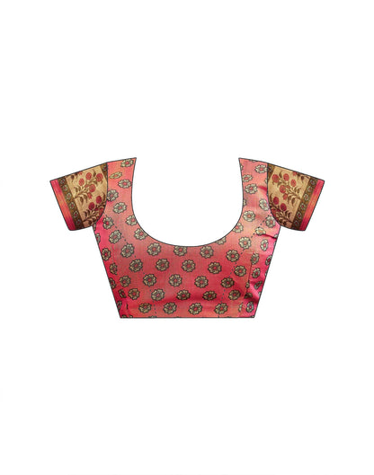 Dark Beige Shimmer Silk Printed Kalamkari Saree 