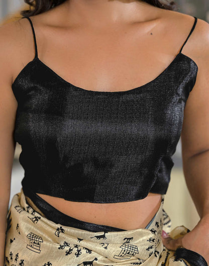 Beige Khadi Printed Saree 