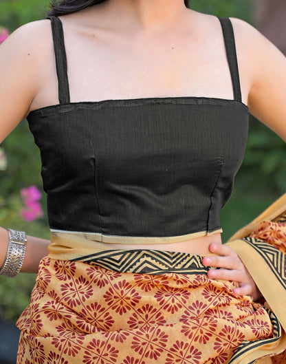 Goldenen Yellow Chanderi Printed Saree