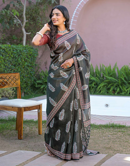 Black Shimmer Silk Printed Saree