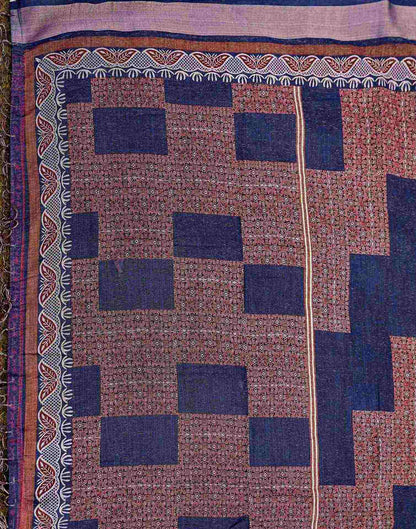 Navy Blue Linen Printed Saree 
