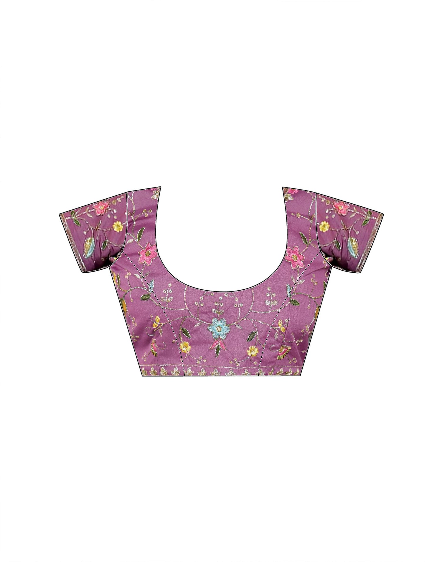 Dark Mauve Shimmer Georgette Embroidery Lace Saree