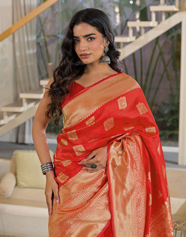 Red Silk Woven Banarasi Saree