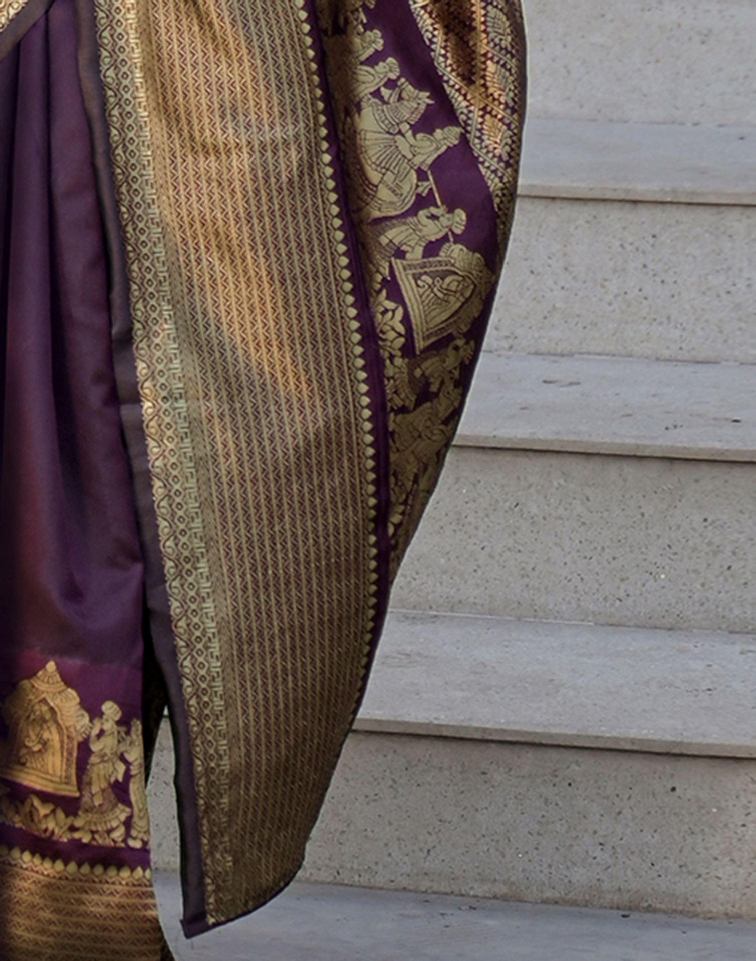 Wine Silk Woven Kanjivaram Saree