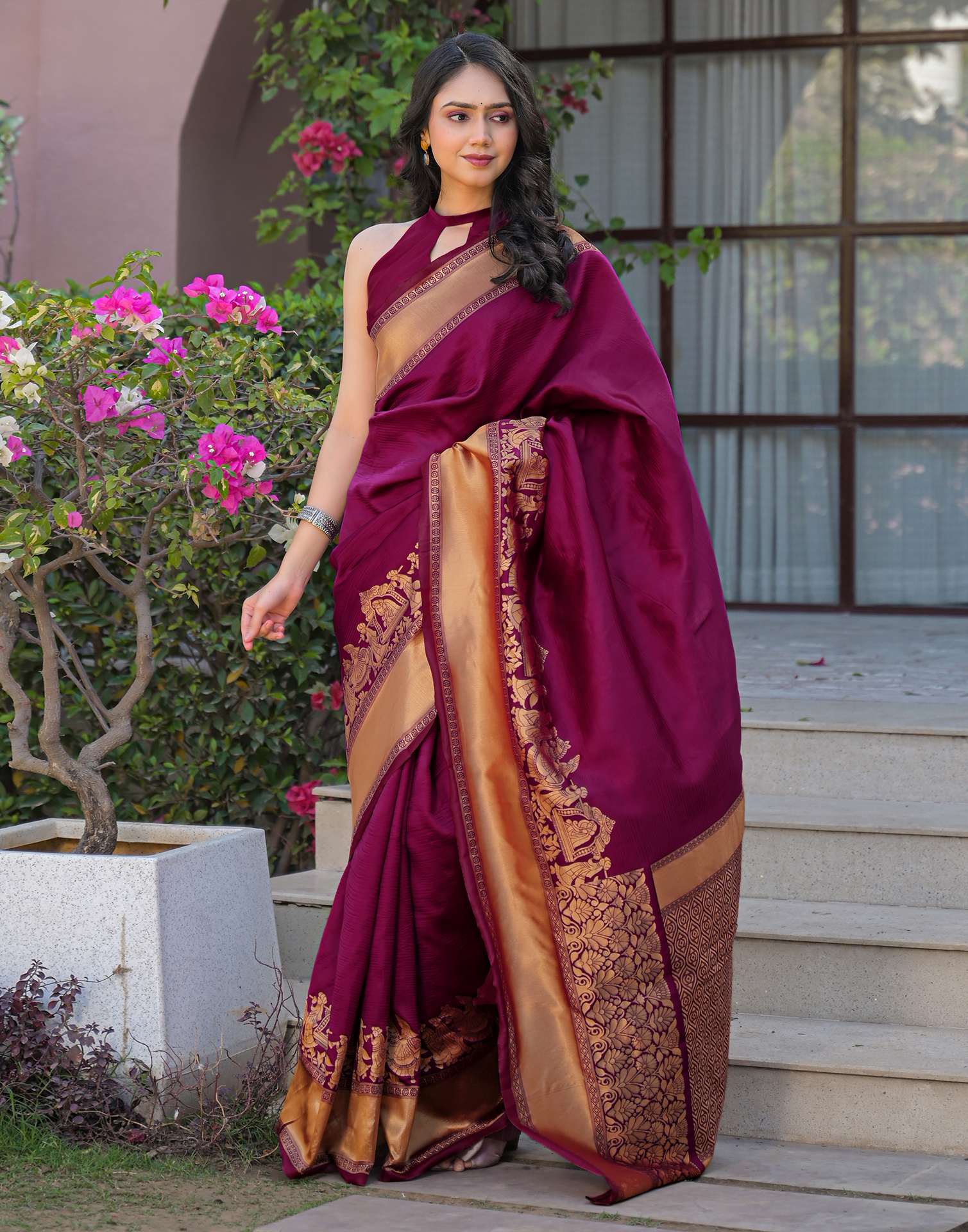 Purple Silk Woven Kanjivaram Saree