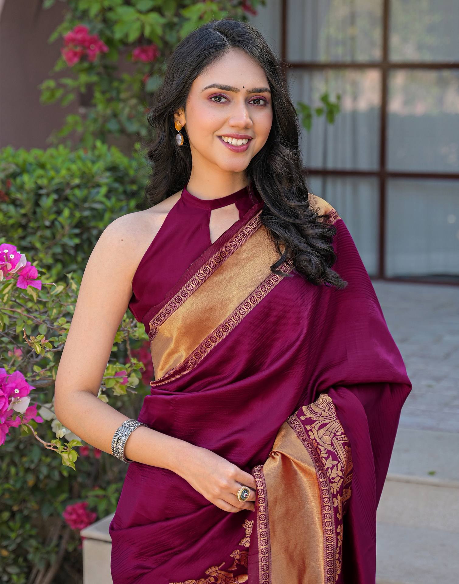 Purple Silk Woven Kanjivaram Saree