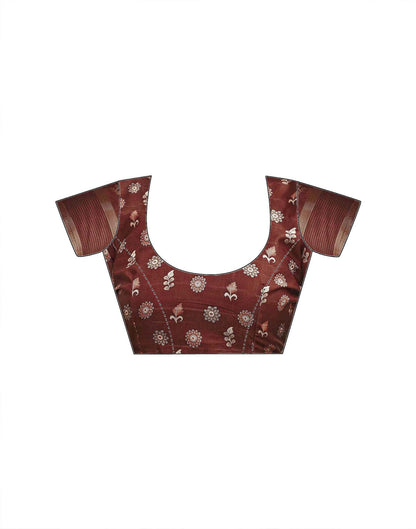 Maroon Silk Printed Kalamkari Saree