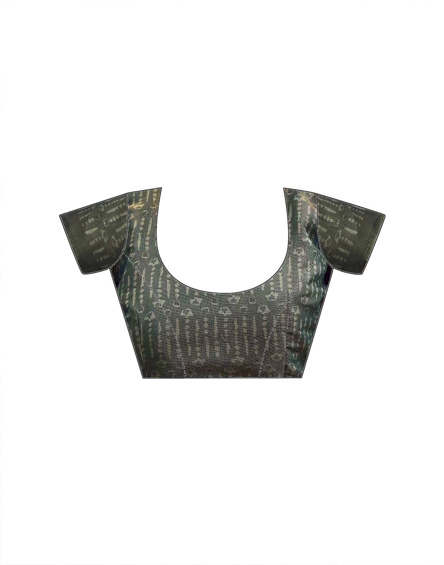 Dark Grey Shimmer Silk Printed Saree
