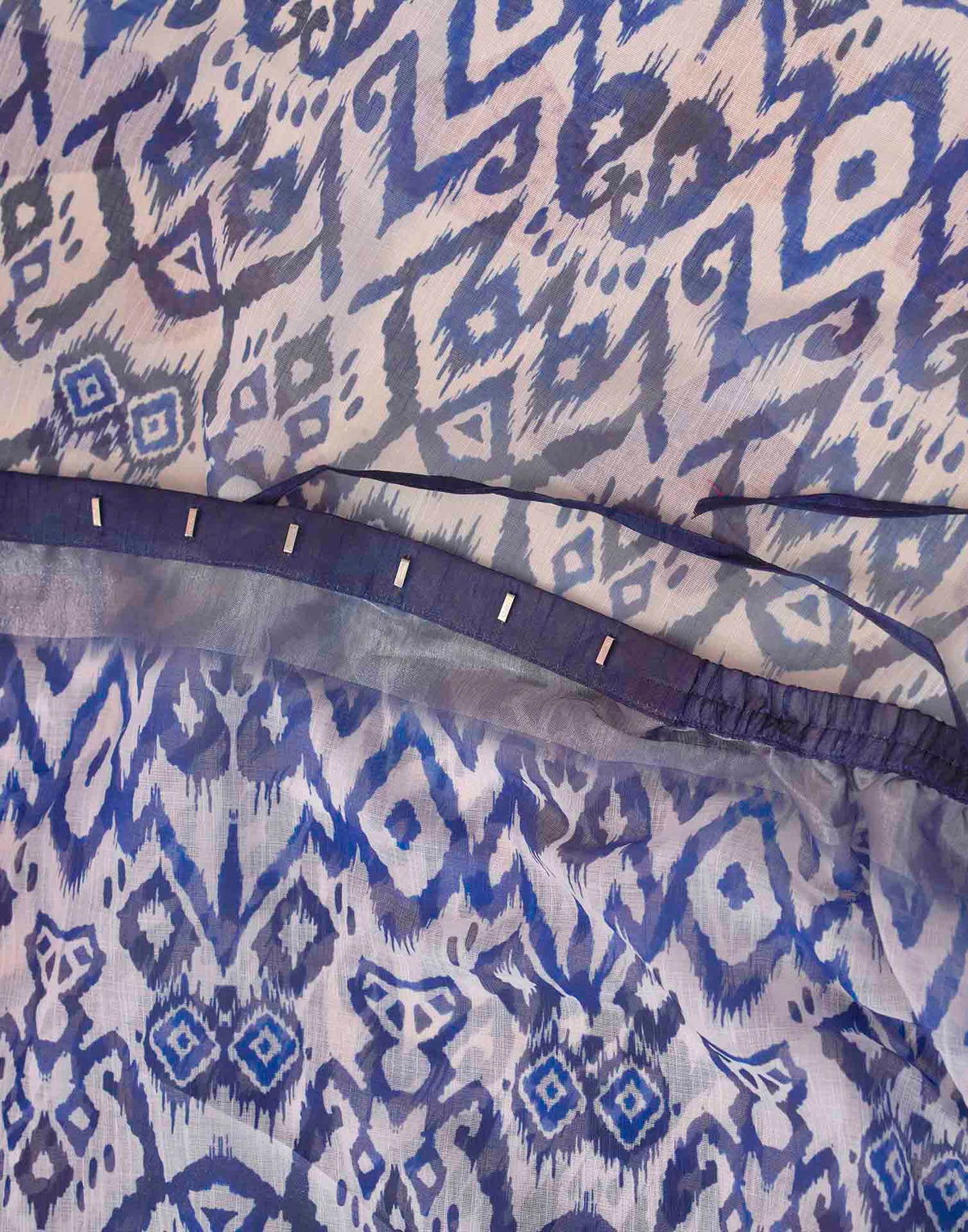 Ready To Wear Blue Linen Ikkat Printed Saree