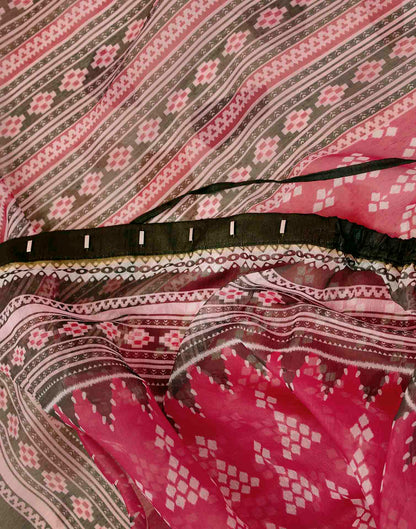 Ready To Wear Rani Pink Linen Sambalpuri Printed Saree