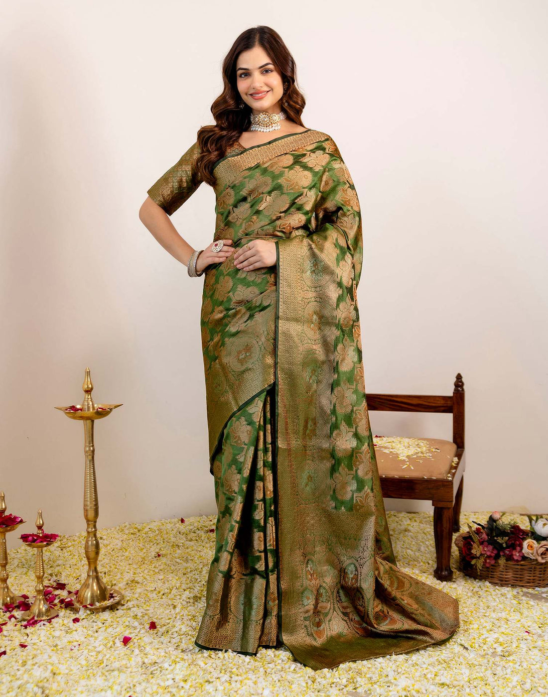 Green Silk Woven Banarasi Saree