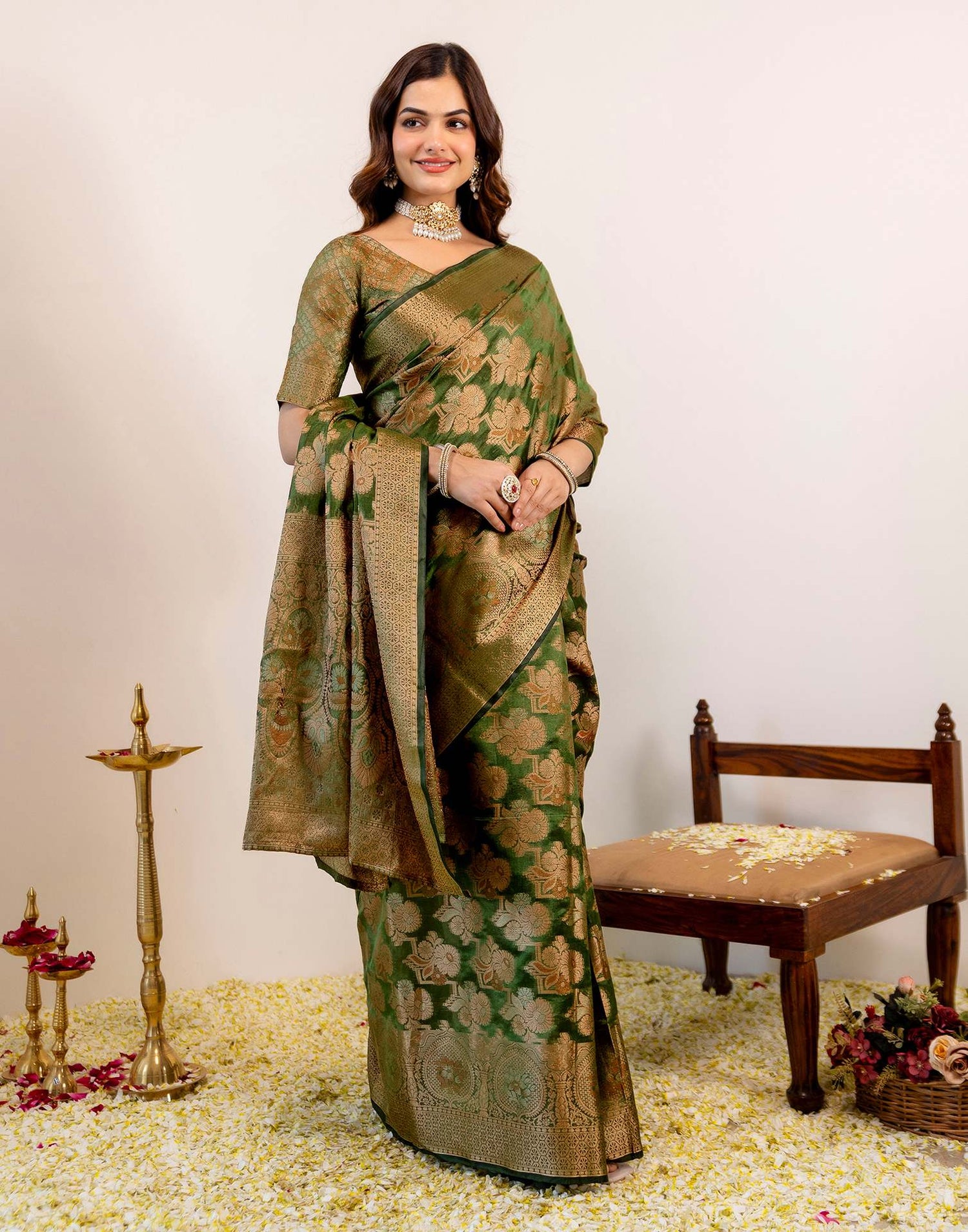 Green Silk Woven Banarasi Saree