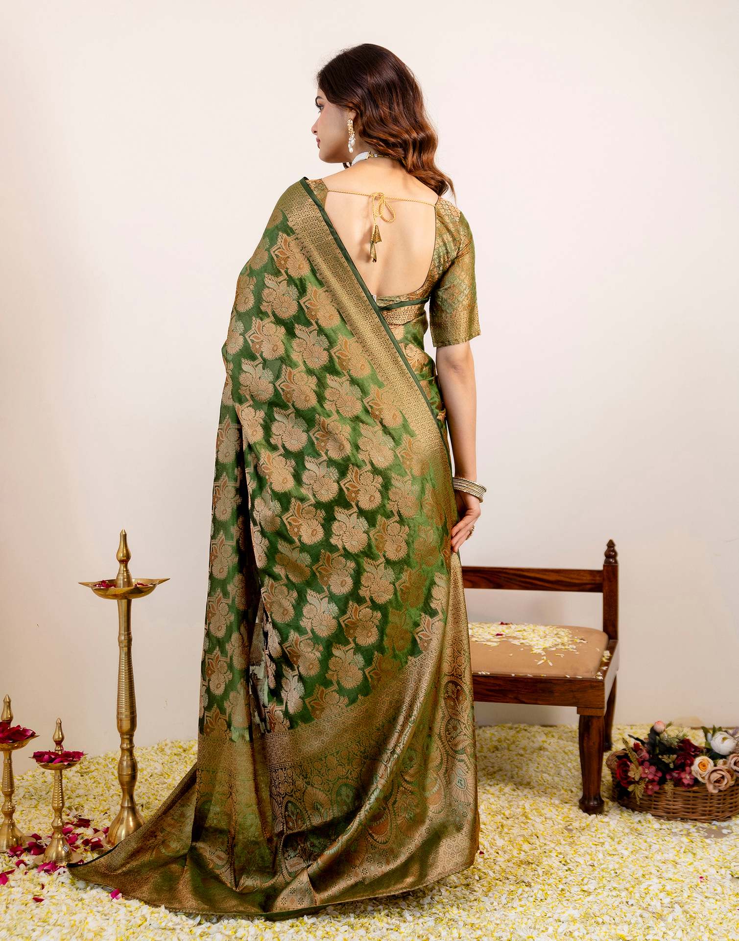 Green Silk Woven Banarasi Saree