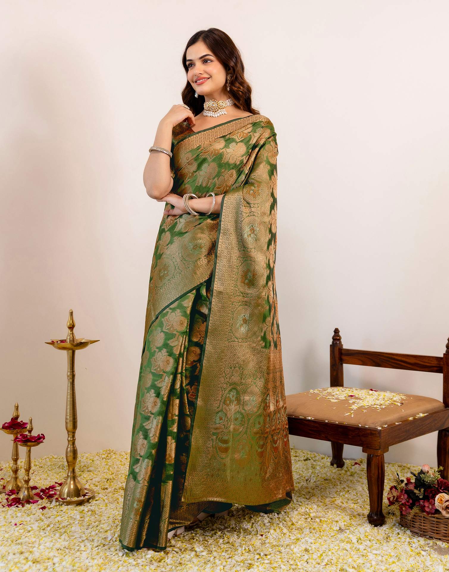 Green Silk Woven Banarasi Saree