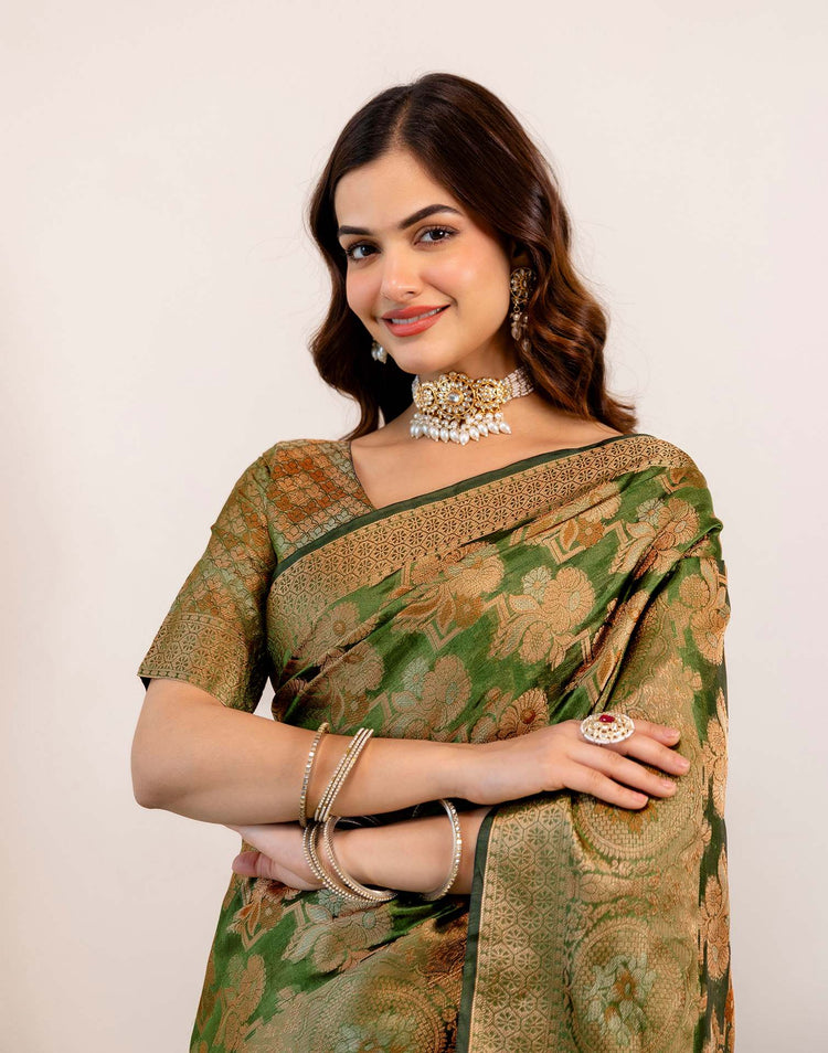 Green Silk Woven Banarasi Saree