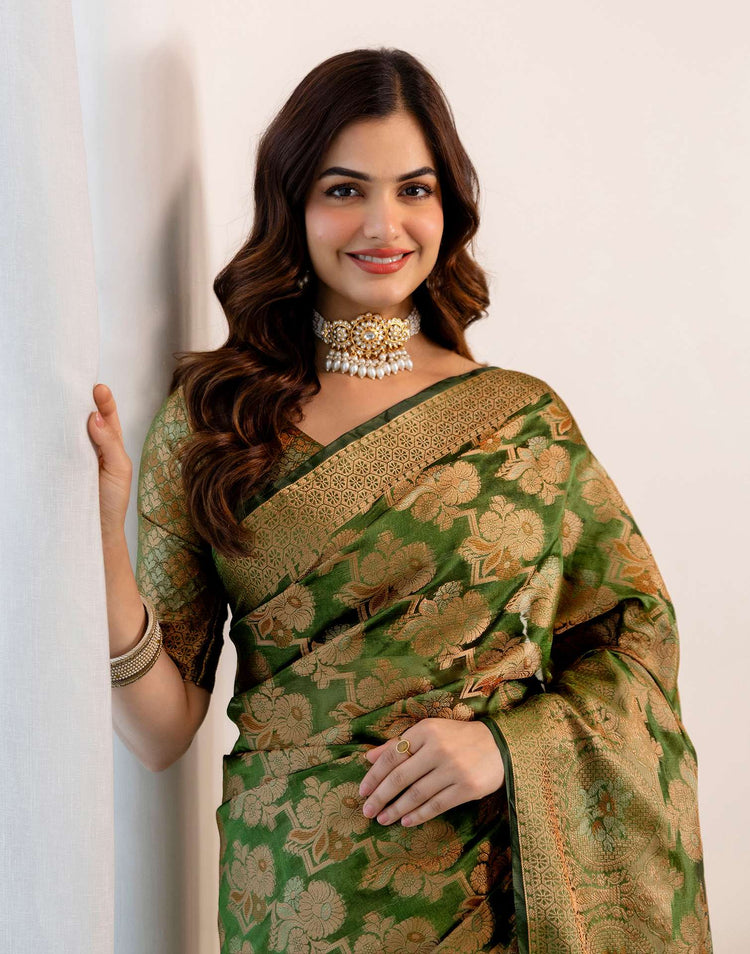 Green Silk Woven Banarasi Saree