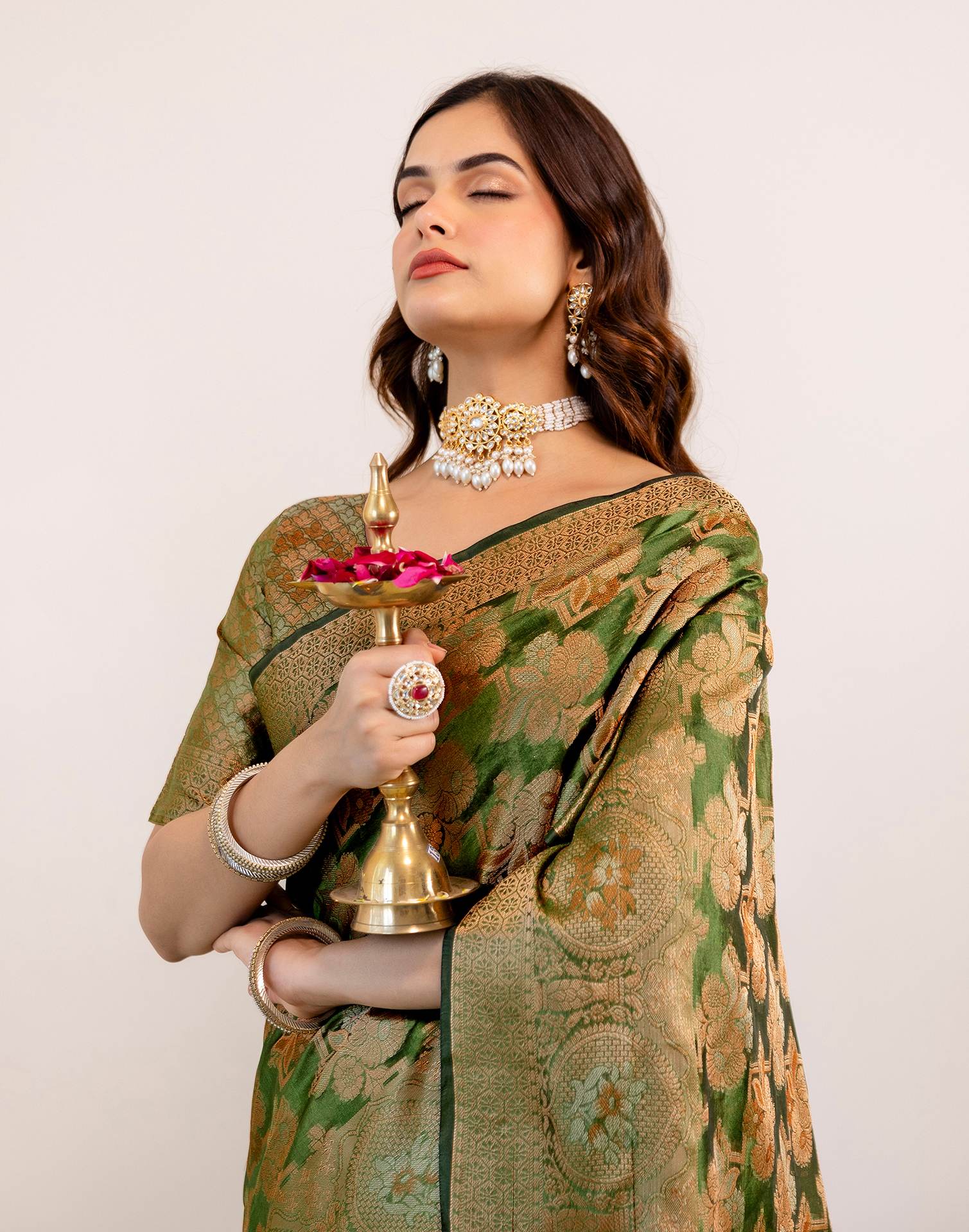 Green Silk Woven Banarasi Saree