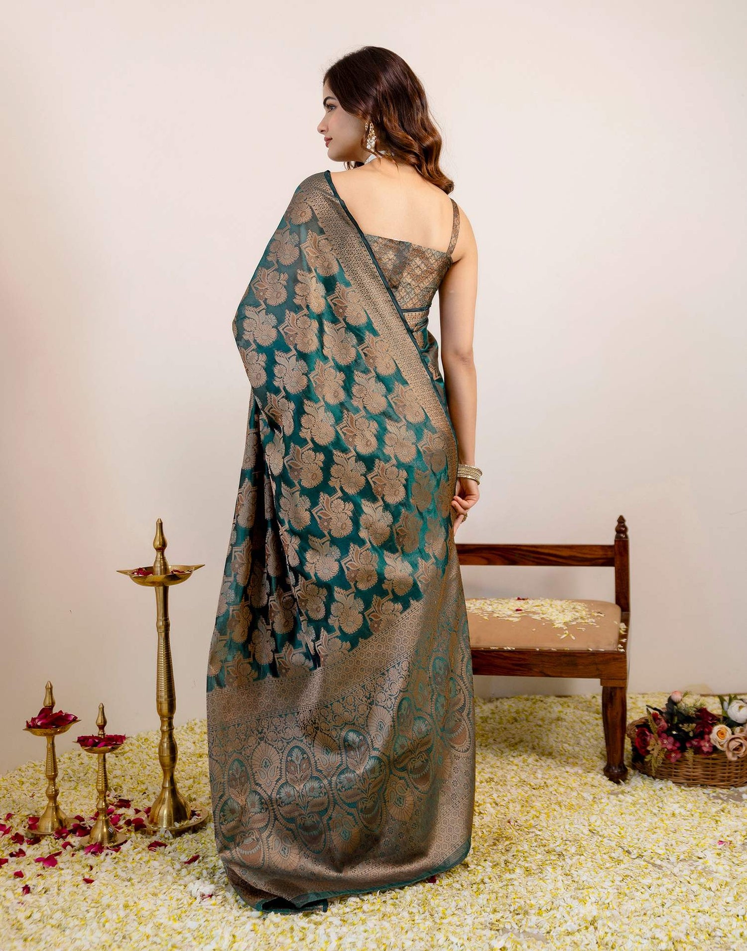 Rama Green Silk Woven Banarasi Saree