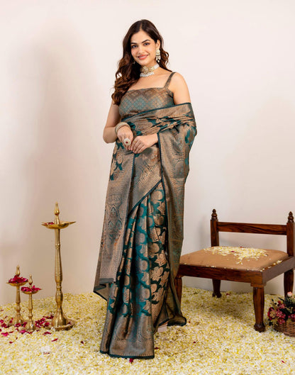Rama Green Silk Woven Banarasi Saree
