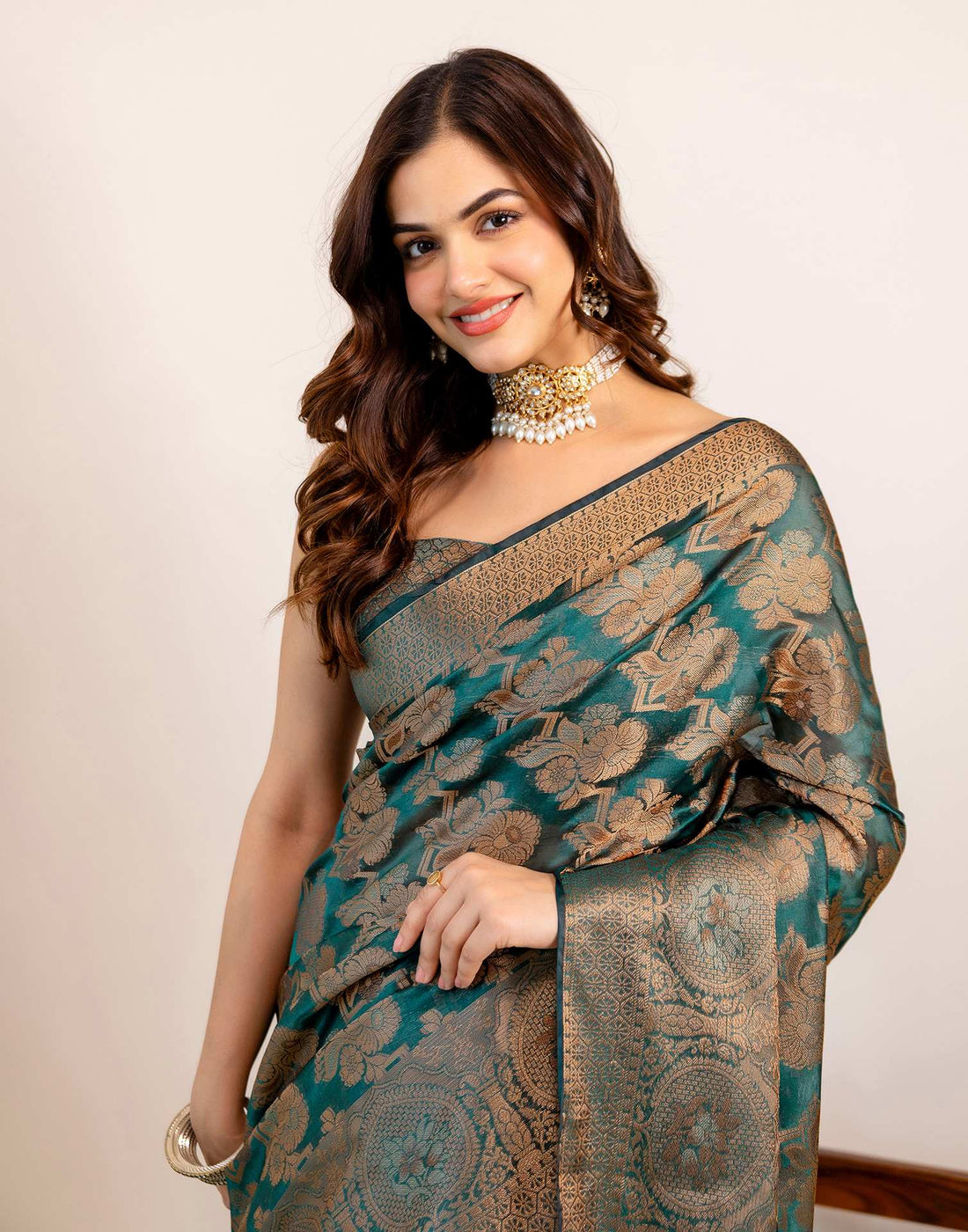 Rama Green Silk Woven Banarasi Saree