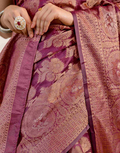 Magenta Silk Woven Banarasi Saree