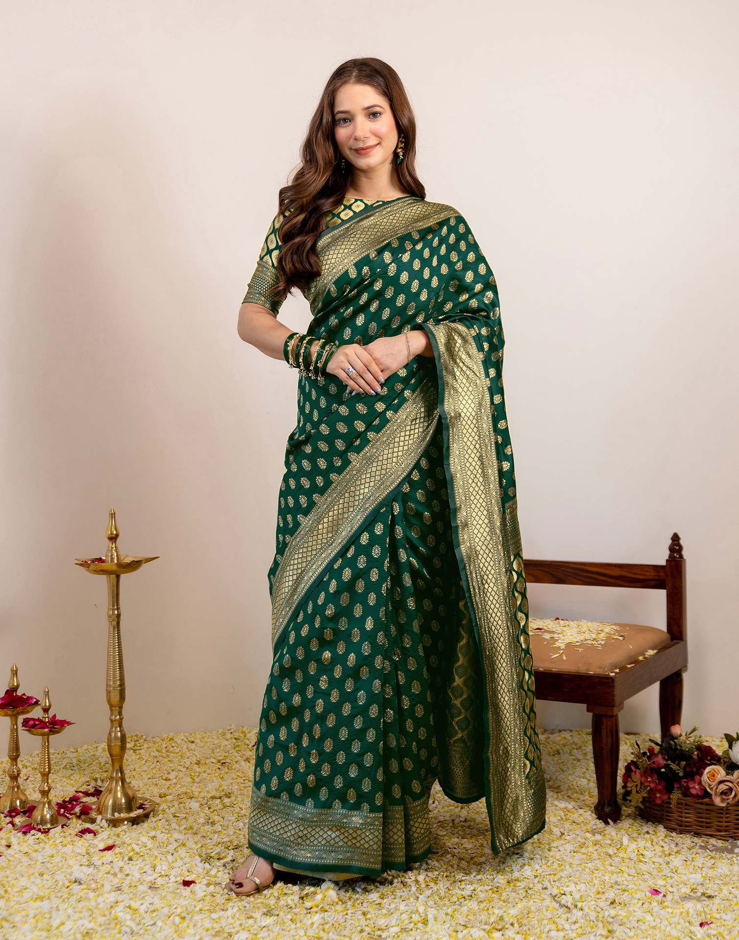 Green Silk Woven Banarasi Saree