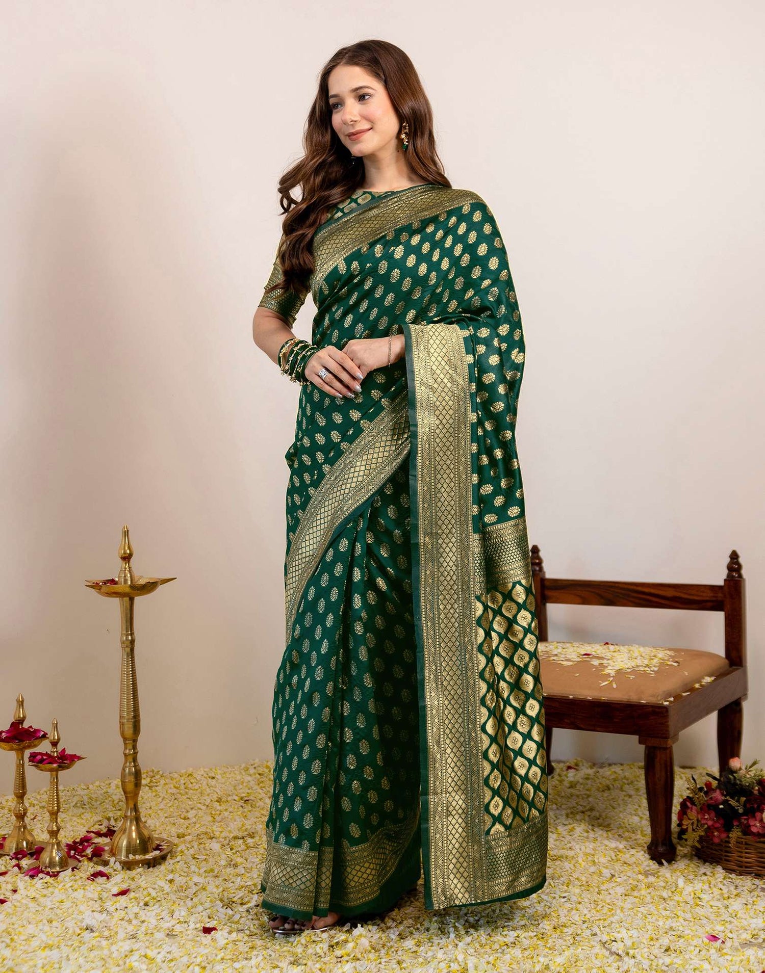 Green Silk Woven Banarasi Saree