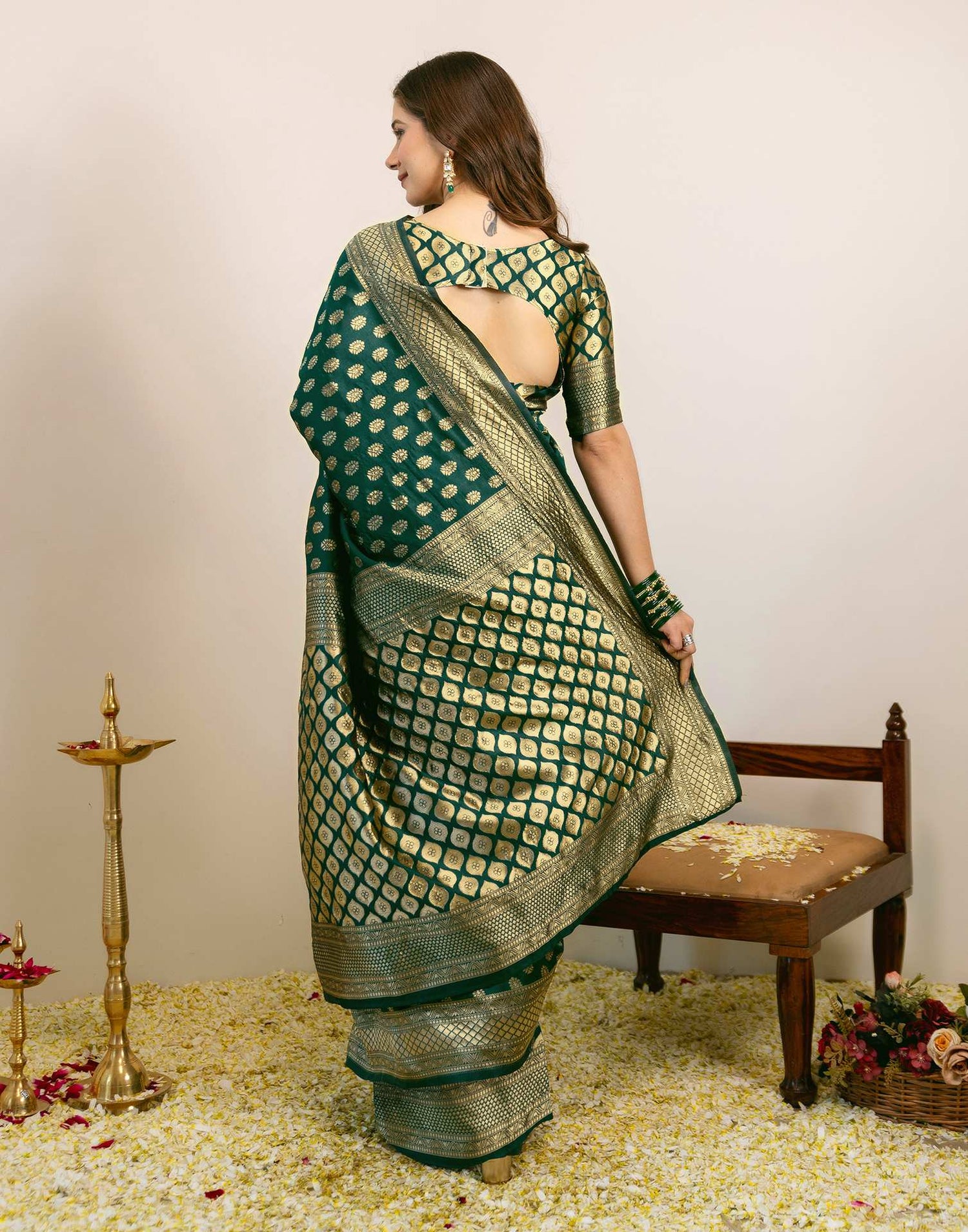 Green Silk Woven Banarasi Saree