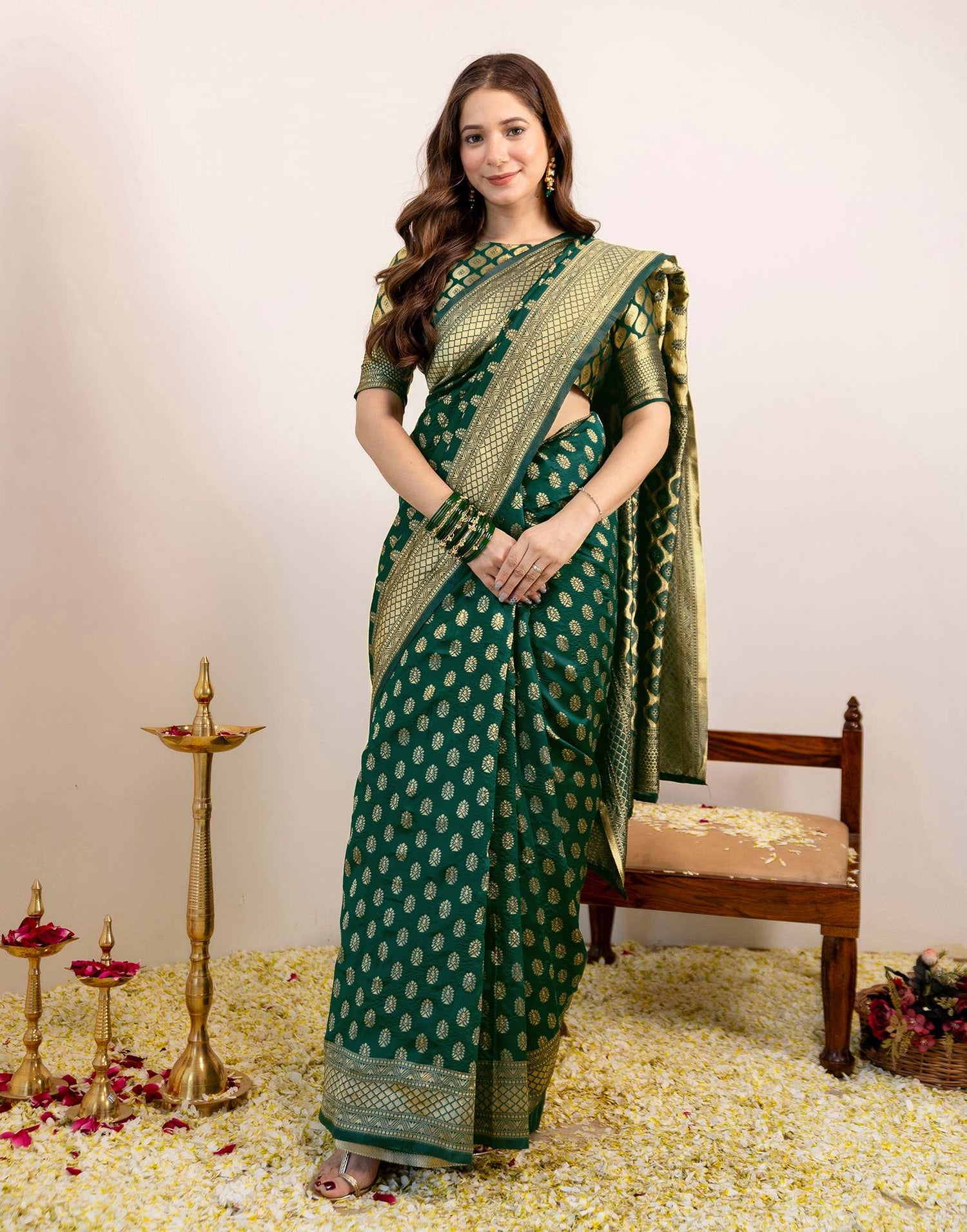 Green Silk Woven Banarasi Saree
