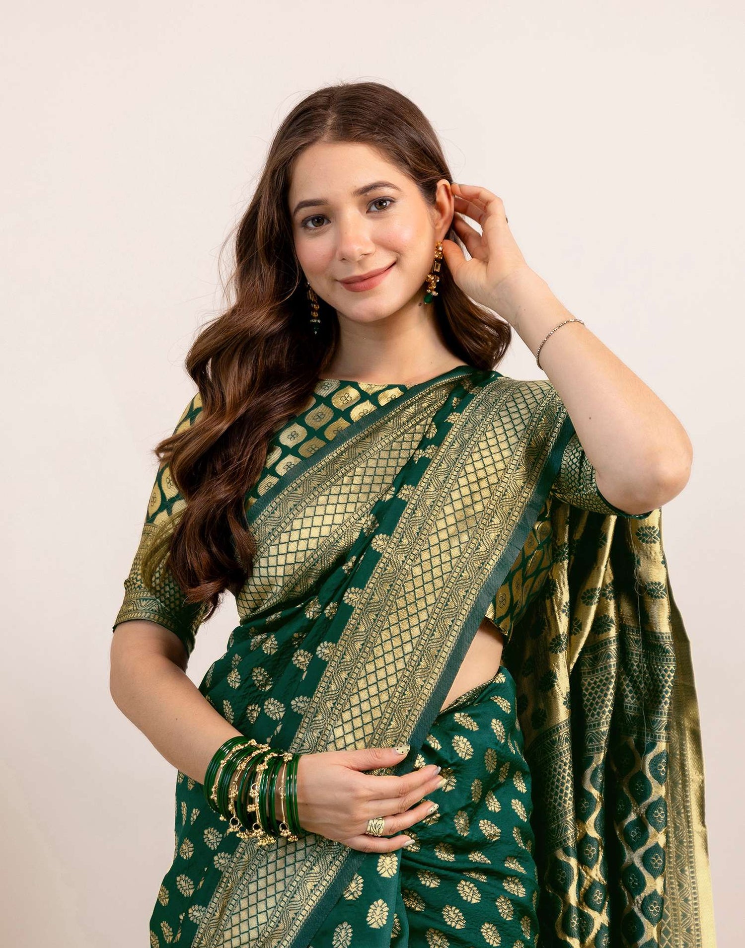 Green Silk Woven Banarasi Saree