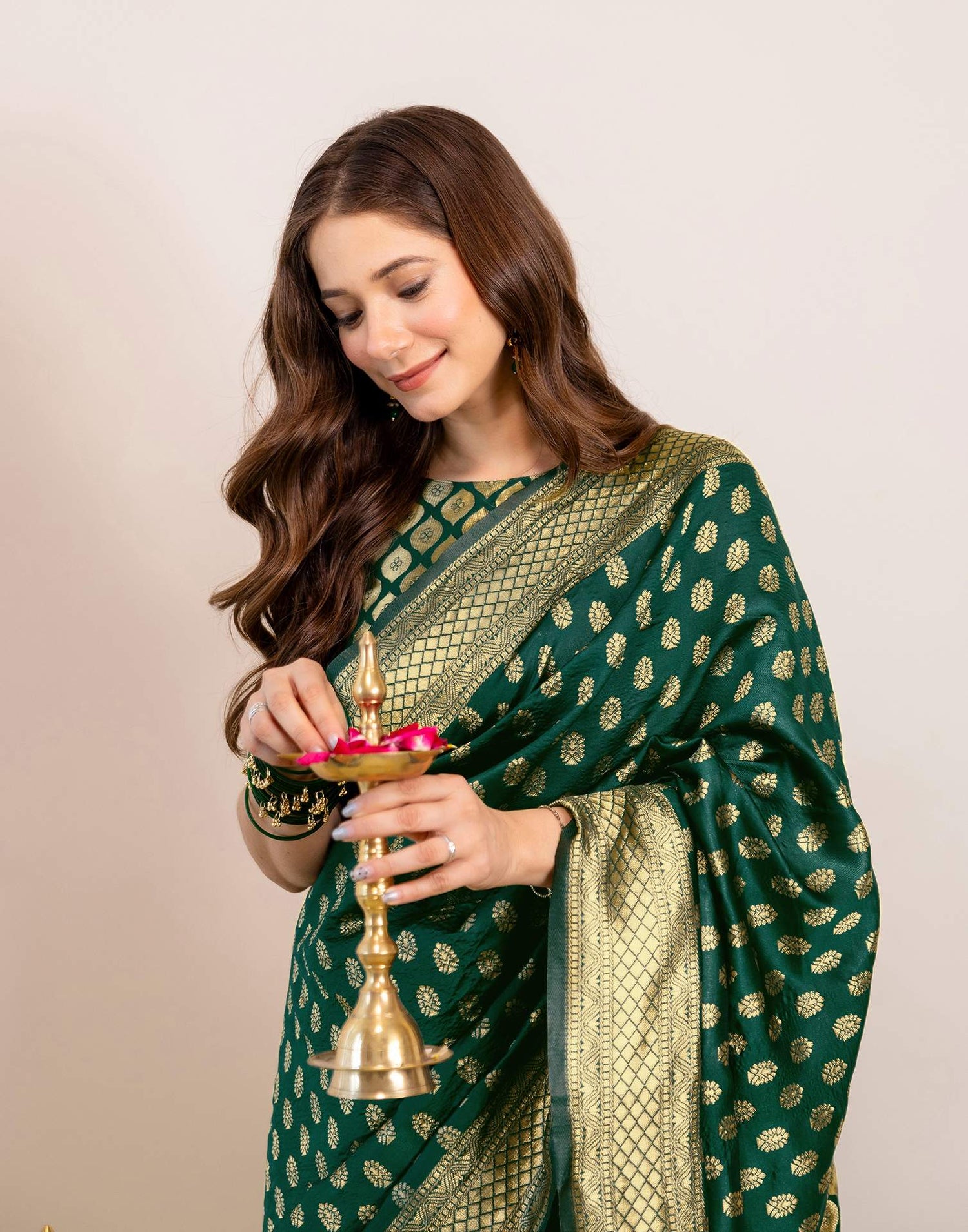 Green Silk Woven Banarasi Saree