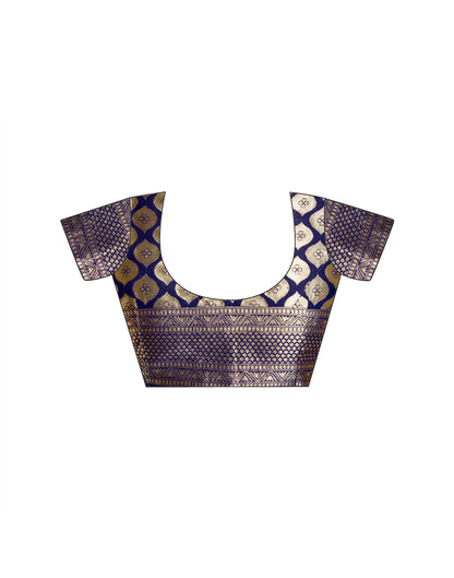 Navy Blue Silk Woven Banarasi Saree