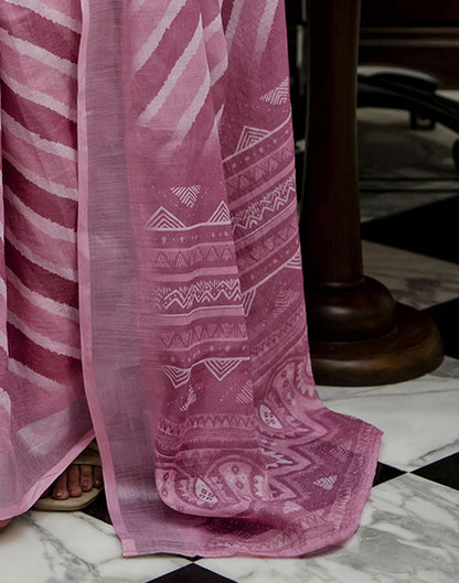 Light Pink Linen Printed Saree