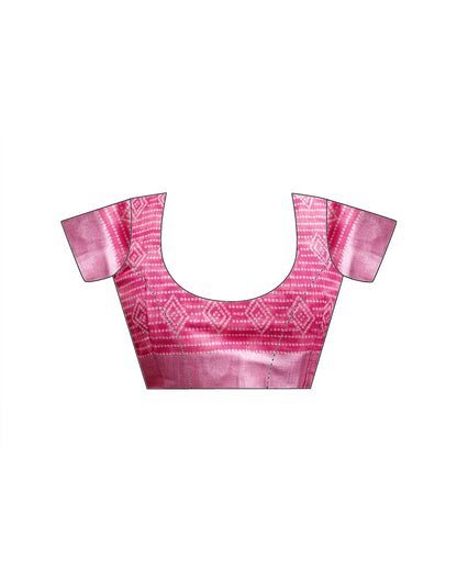 Pink Linen Bandhani Printed Saree