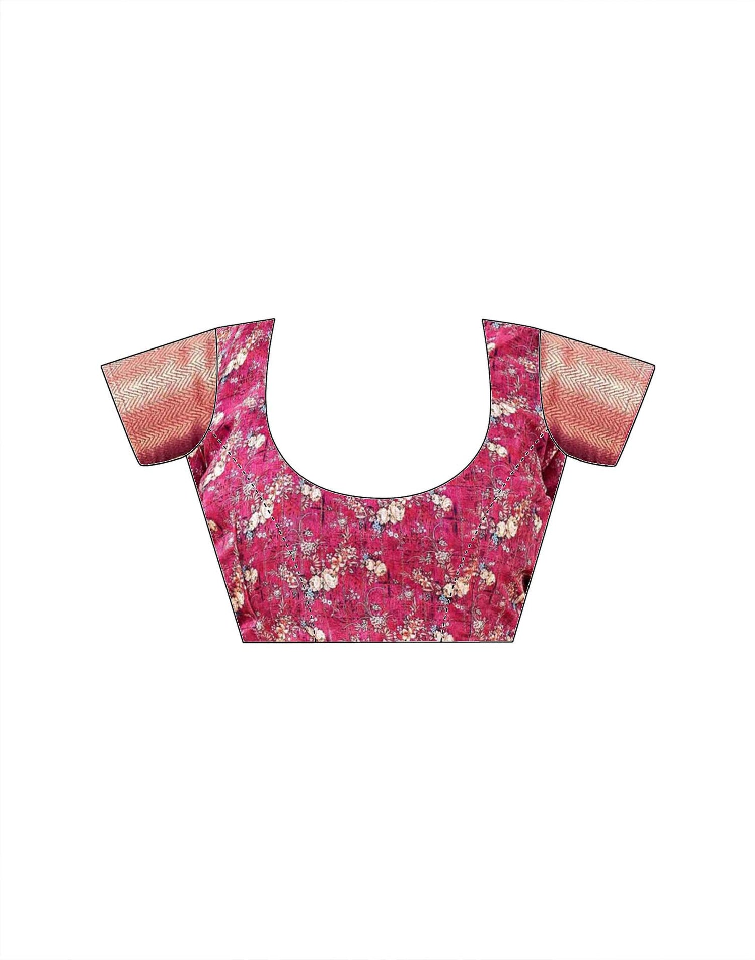 Magenta Silk Floral Printed Woven Border Saree