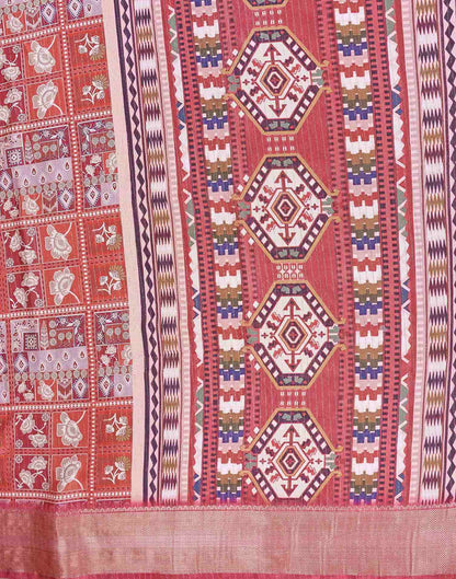 Rust Silk Printed Woven Border Saree