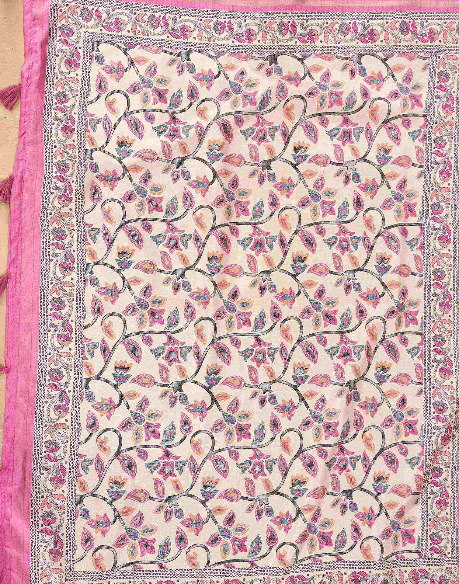 Dusty Pink Silk Bandhani Printed Saree
