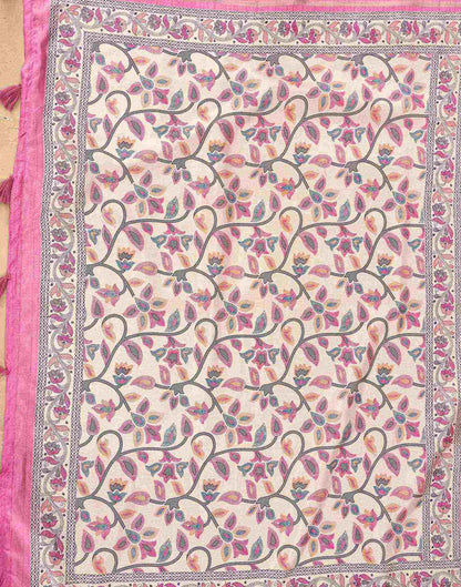 Dusty Pink Silk Bandhani Printed Saree