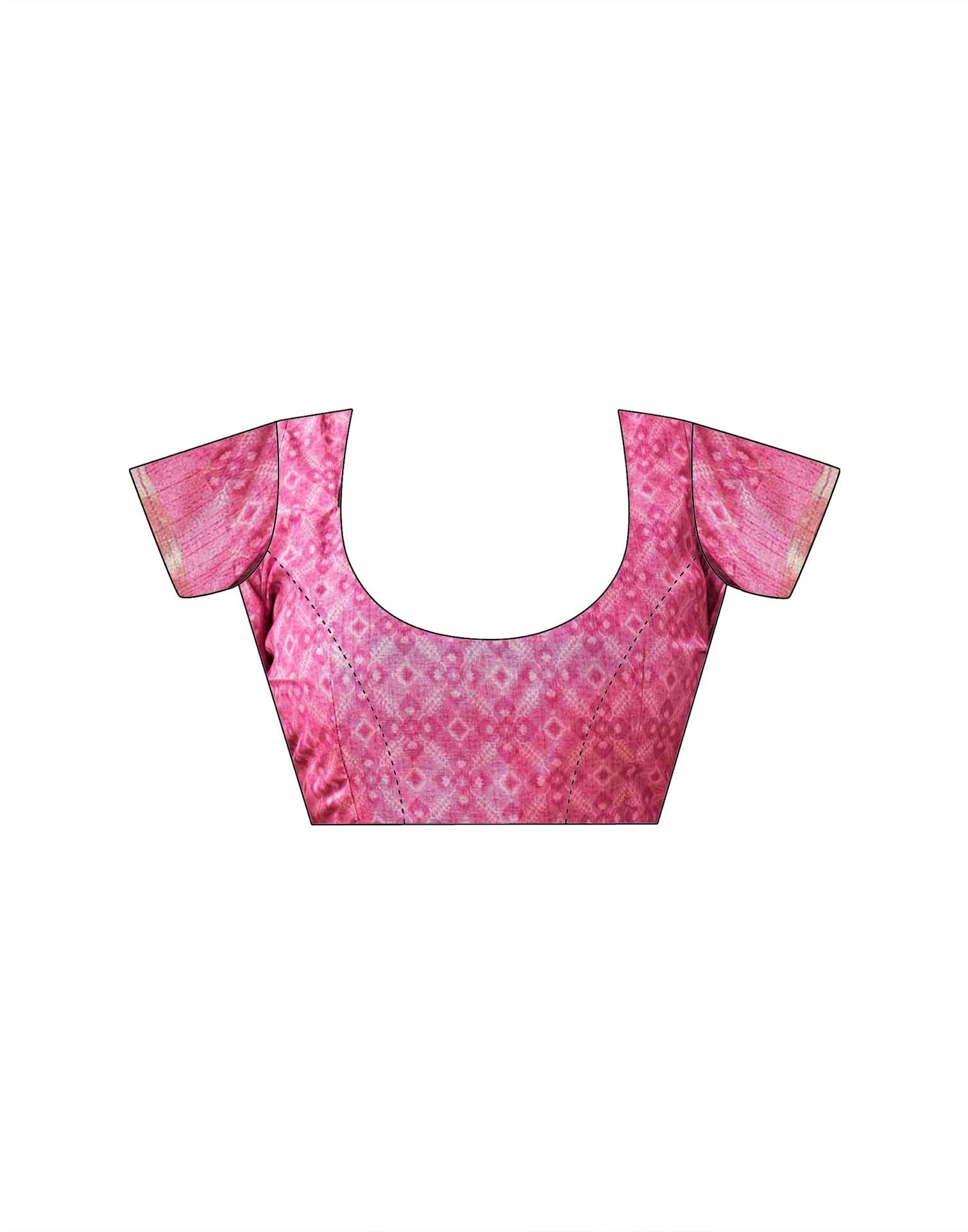 Dusty Pink Silk Bandhani Printed Saree