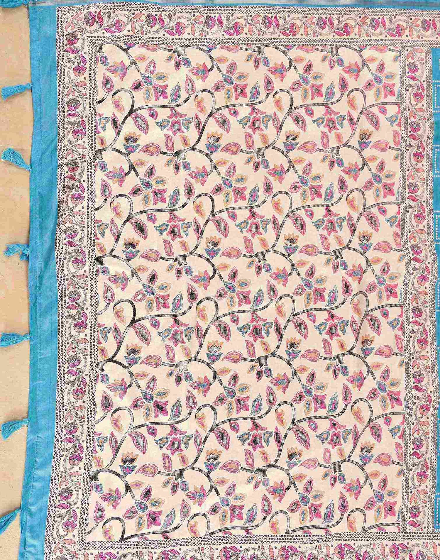 Blue Silk Bandhani Printed Saree