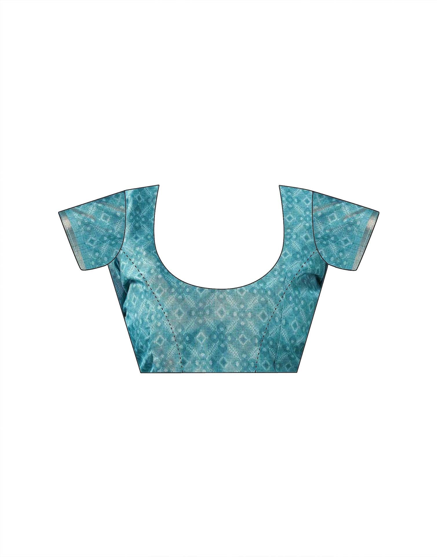 Blue Silk Bandhani Printed Saree